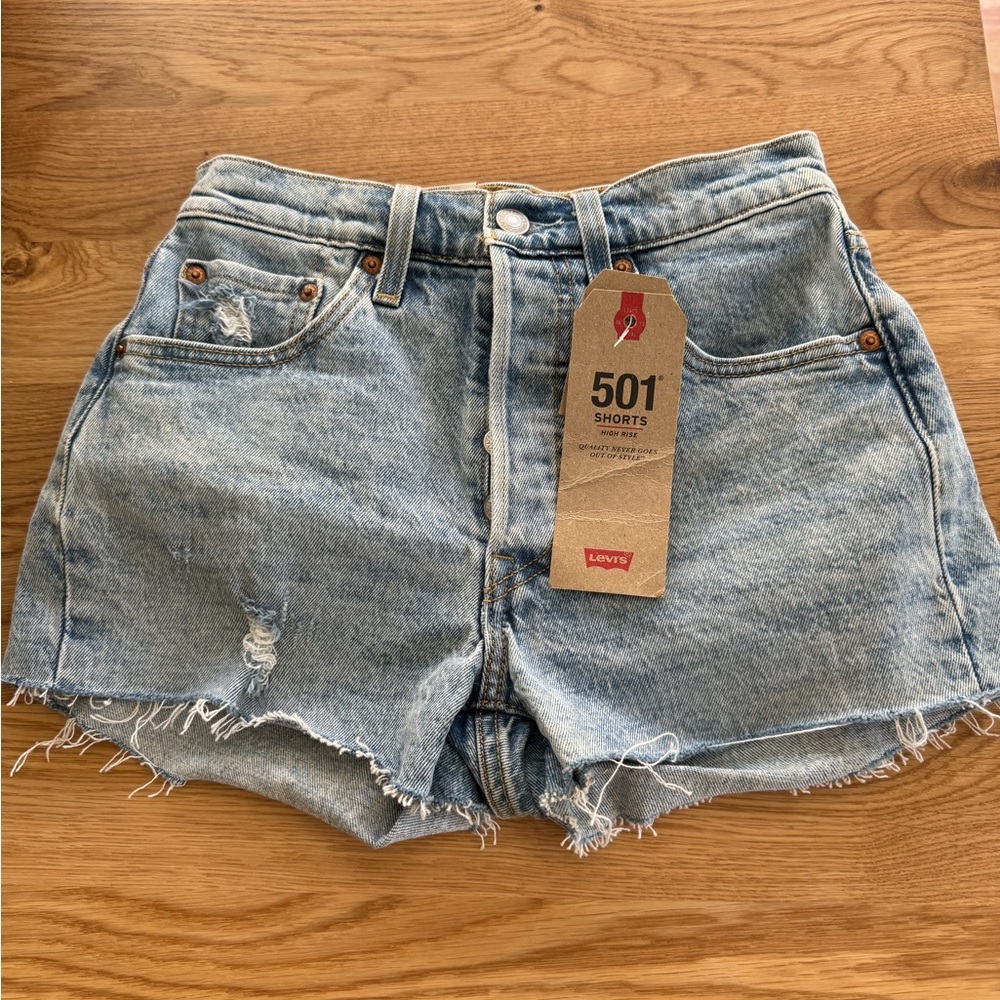 Levi's Women's 501 High Rise Blue Denim Shorts